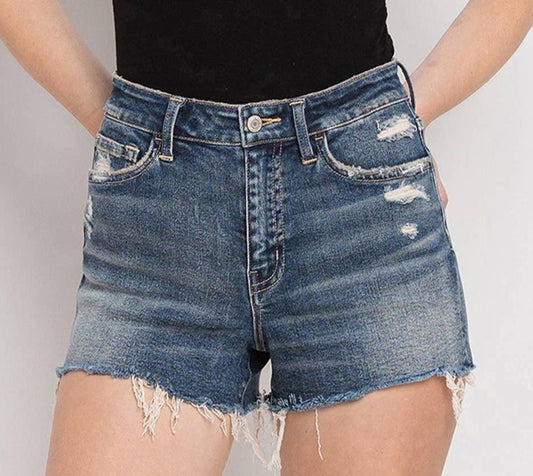 HIGH RISE RAW HEM SHORTS