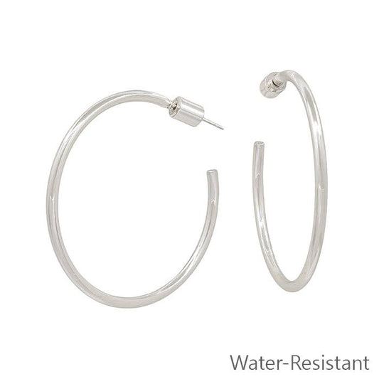 WATER RESISTANT THIN SILVER HOOP