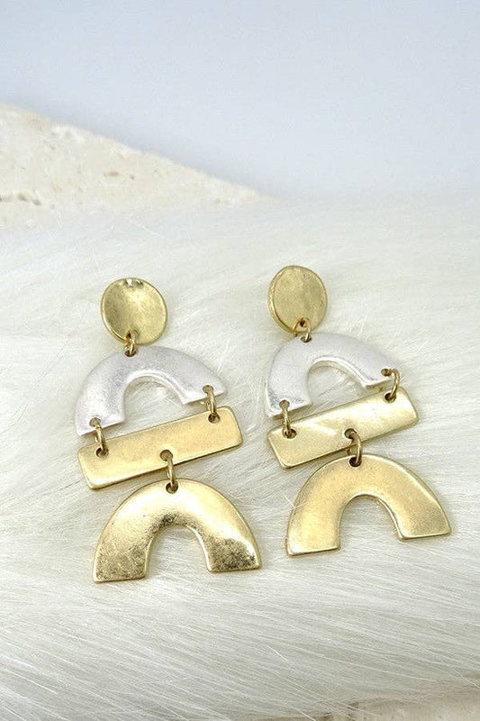 GOLD/SILVER GEO EARRING