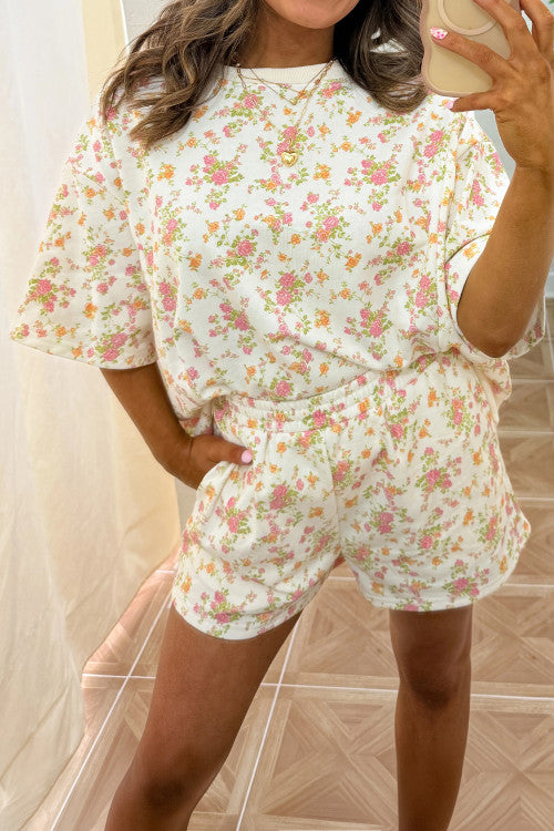 PINK FLORAL SHORT SET