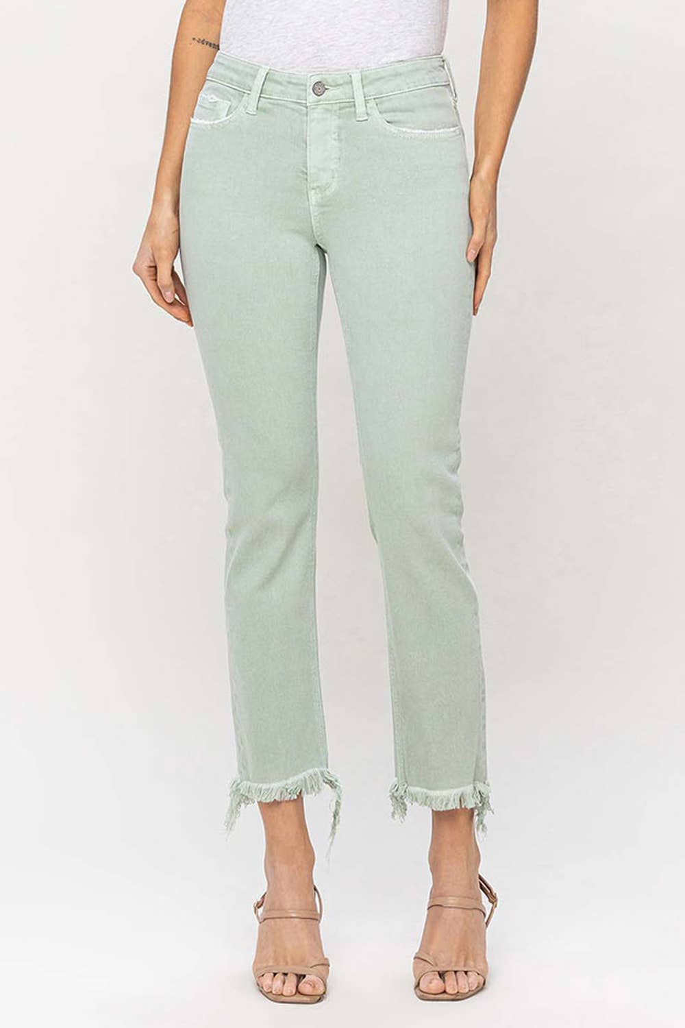 CROP STRAIGHT JEANS- MINT