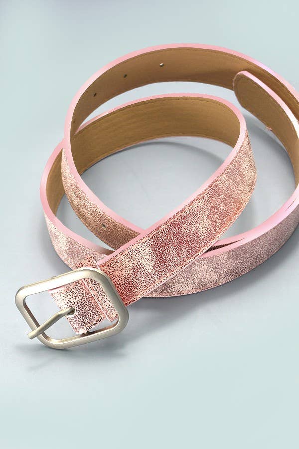 METALLIC FAUX LEATHER BELT: GOLD