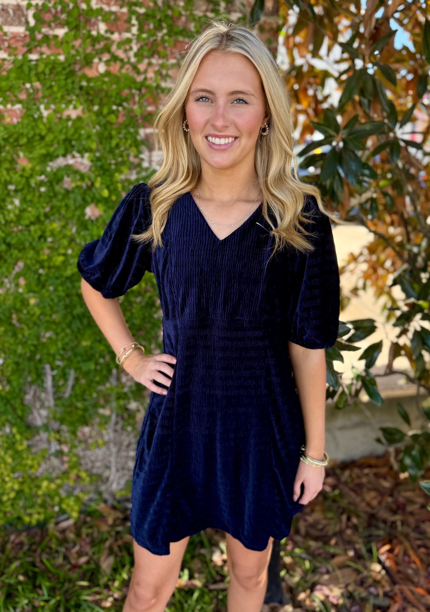 NAVY VELVET DRESS