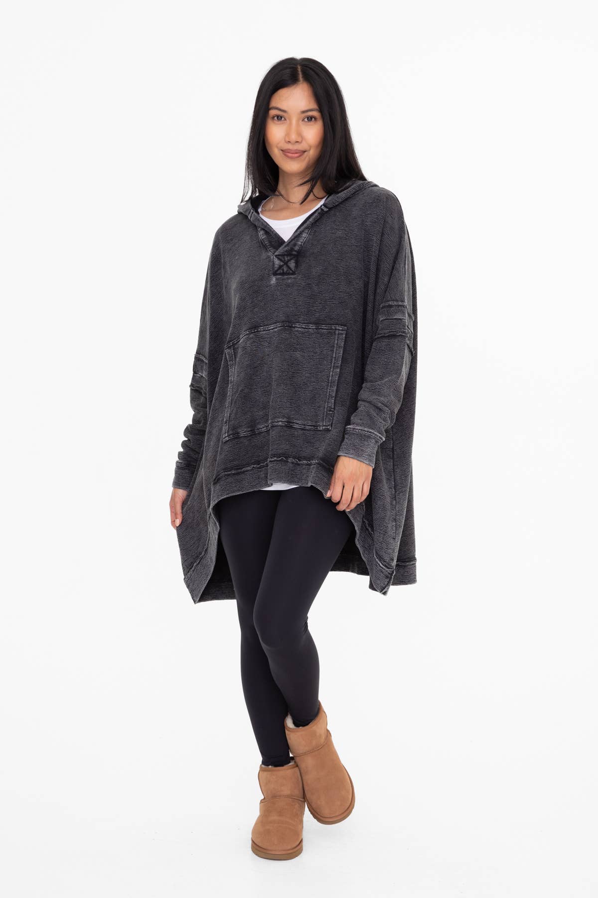 OVERSIZED PONCHO: BLACK