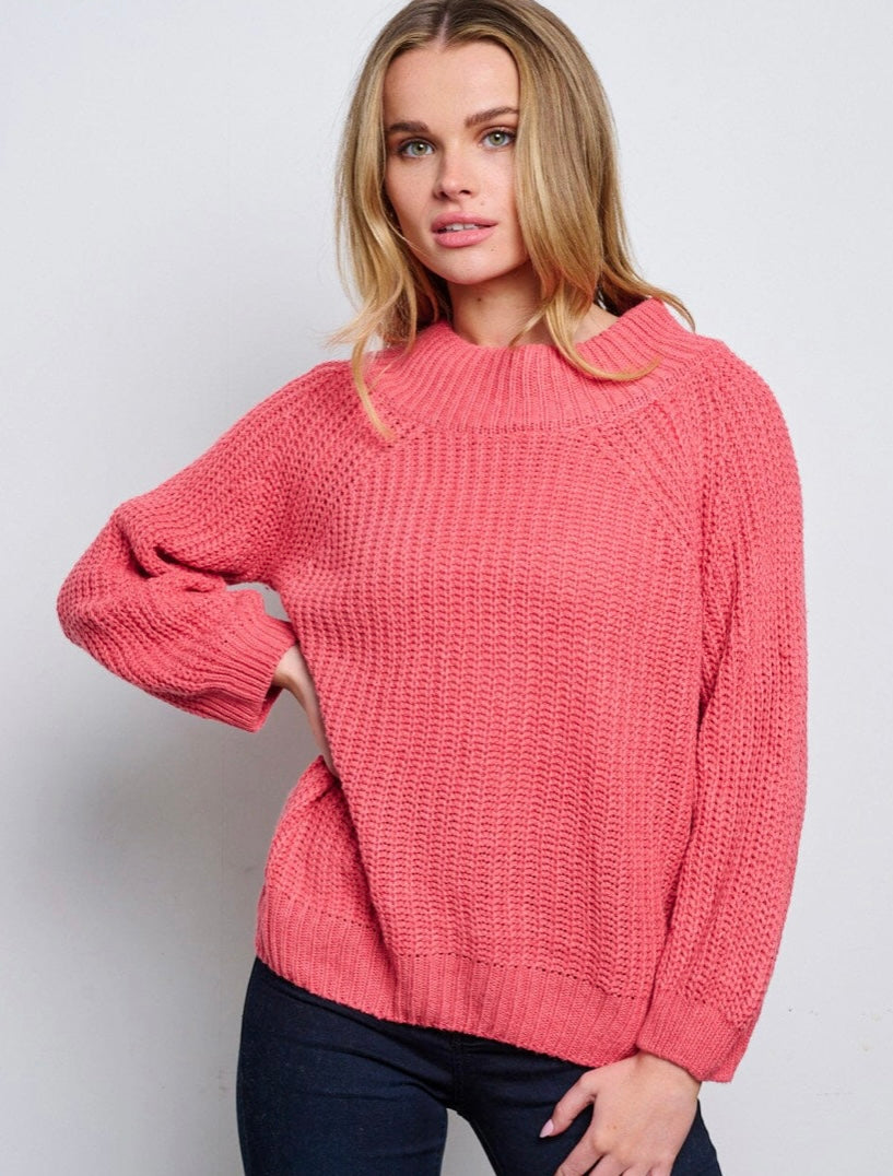 SUNKISSED CORAL KNIT SWEATER