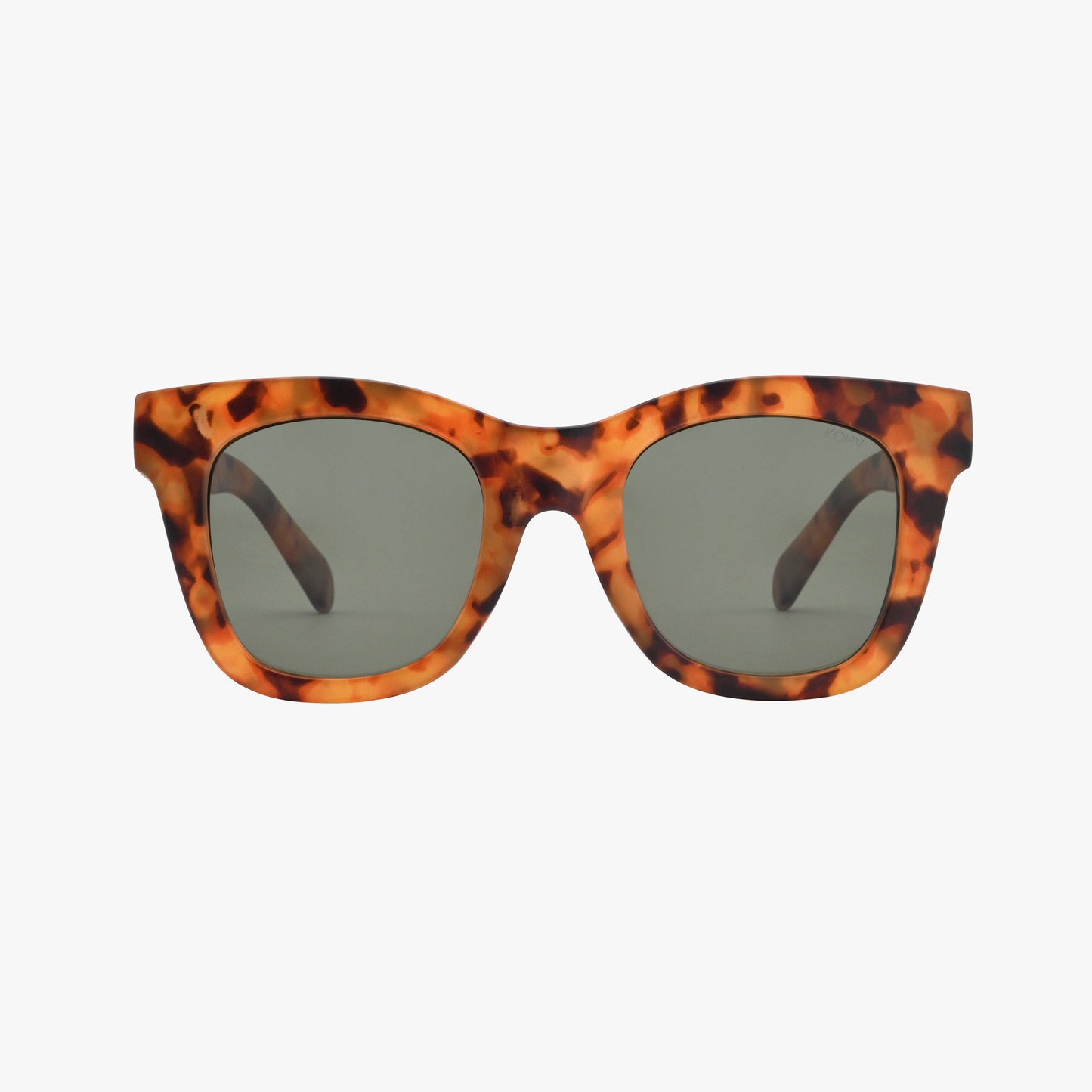 BAILEY MATTE TORTOISE Polarized Oversized Square Sunglasses: Amber Matte / Matte / Green