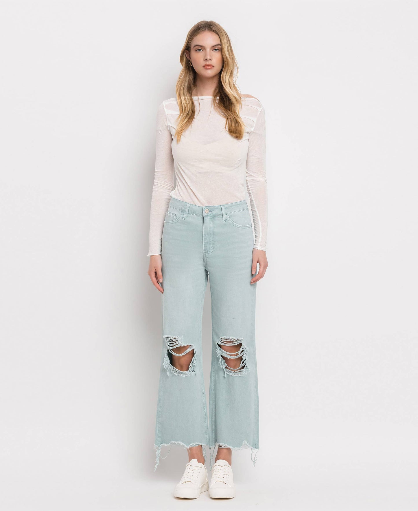 CROP FLARE JEANS- CLOUD BLUE