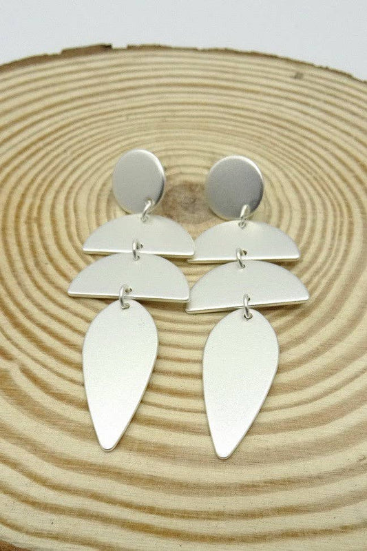 SILVER MATTE DROP EARRING