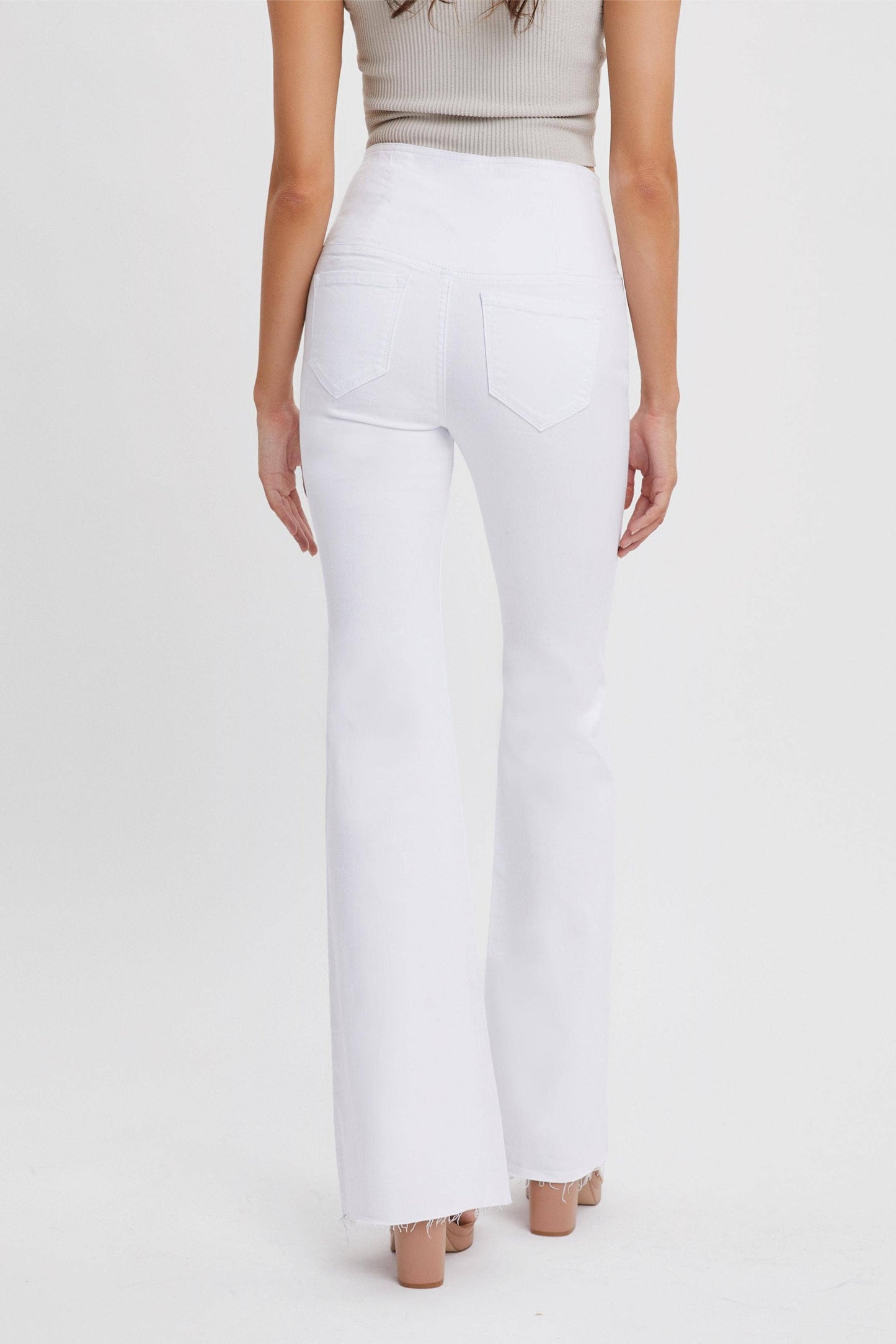 WHITE CROSS WAISTBAND FLARES