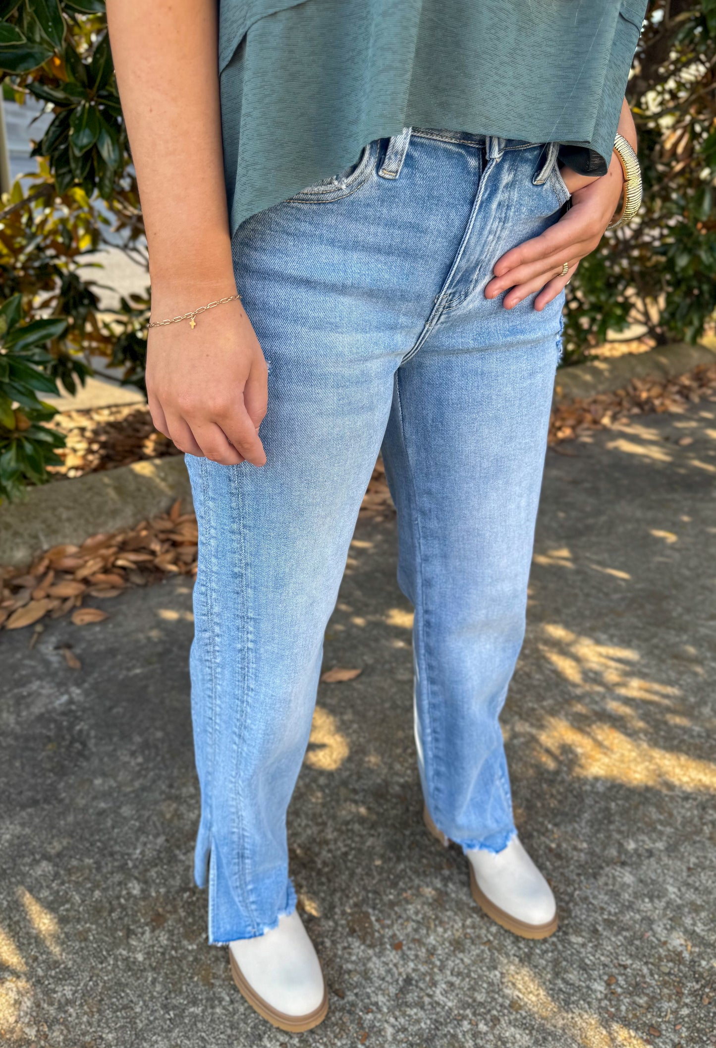 WOMENS KANCAN MID RISE STRAIGHT LEG JEANS