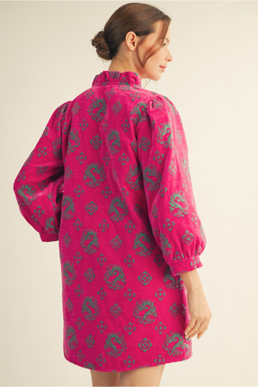 FUCHSIA JACQUARD DRESS