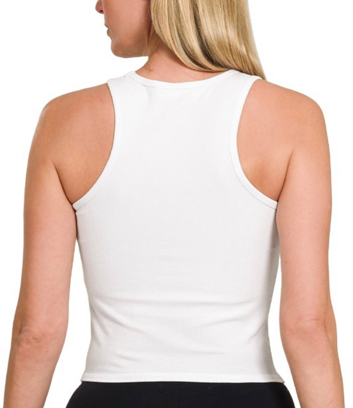 PADDED KNIT TANK- WHITE