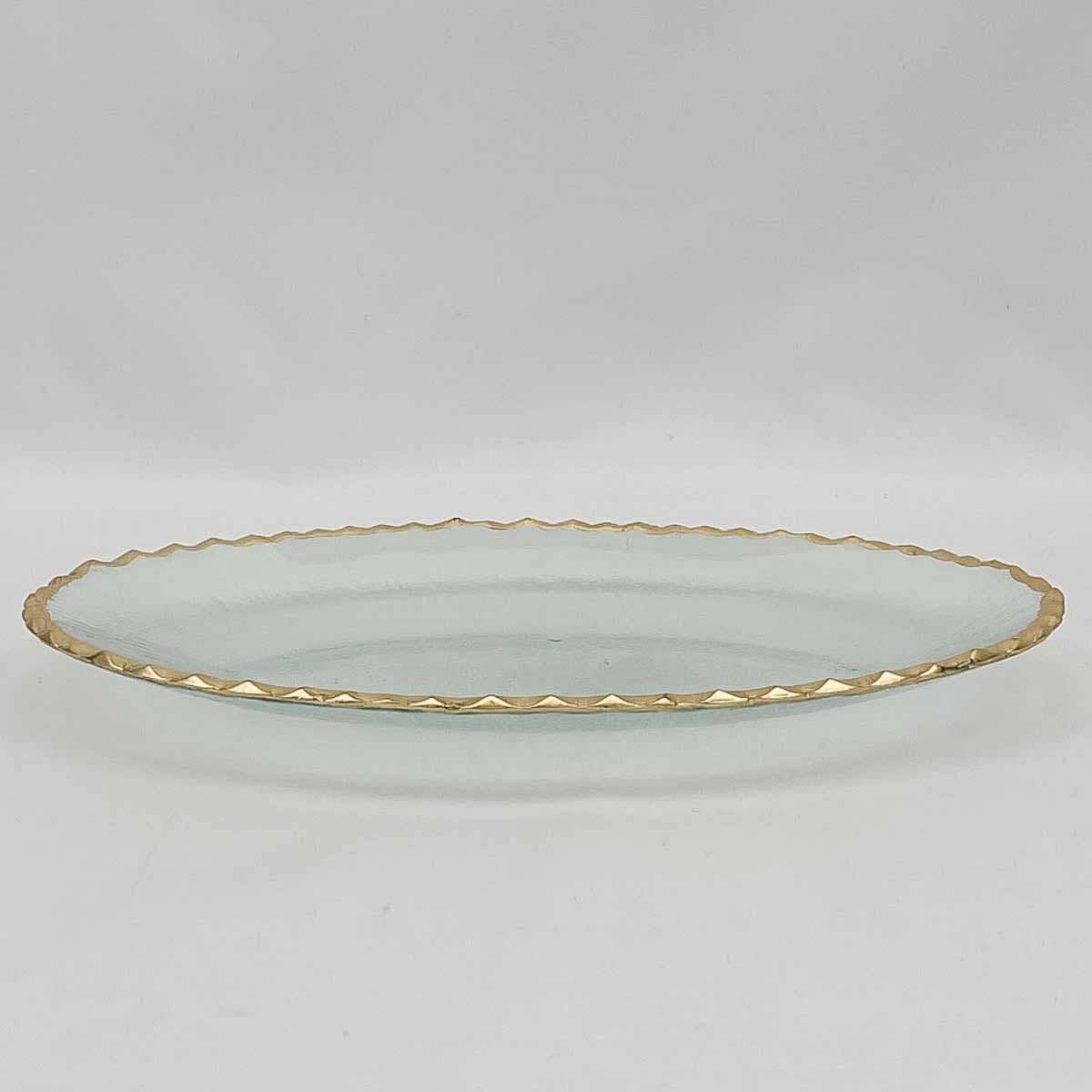 OVAL SERVING TRAY CLEAR/GOLD