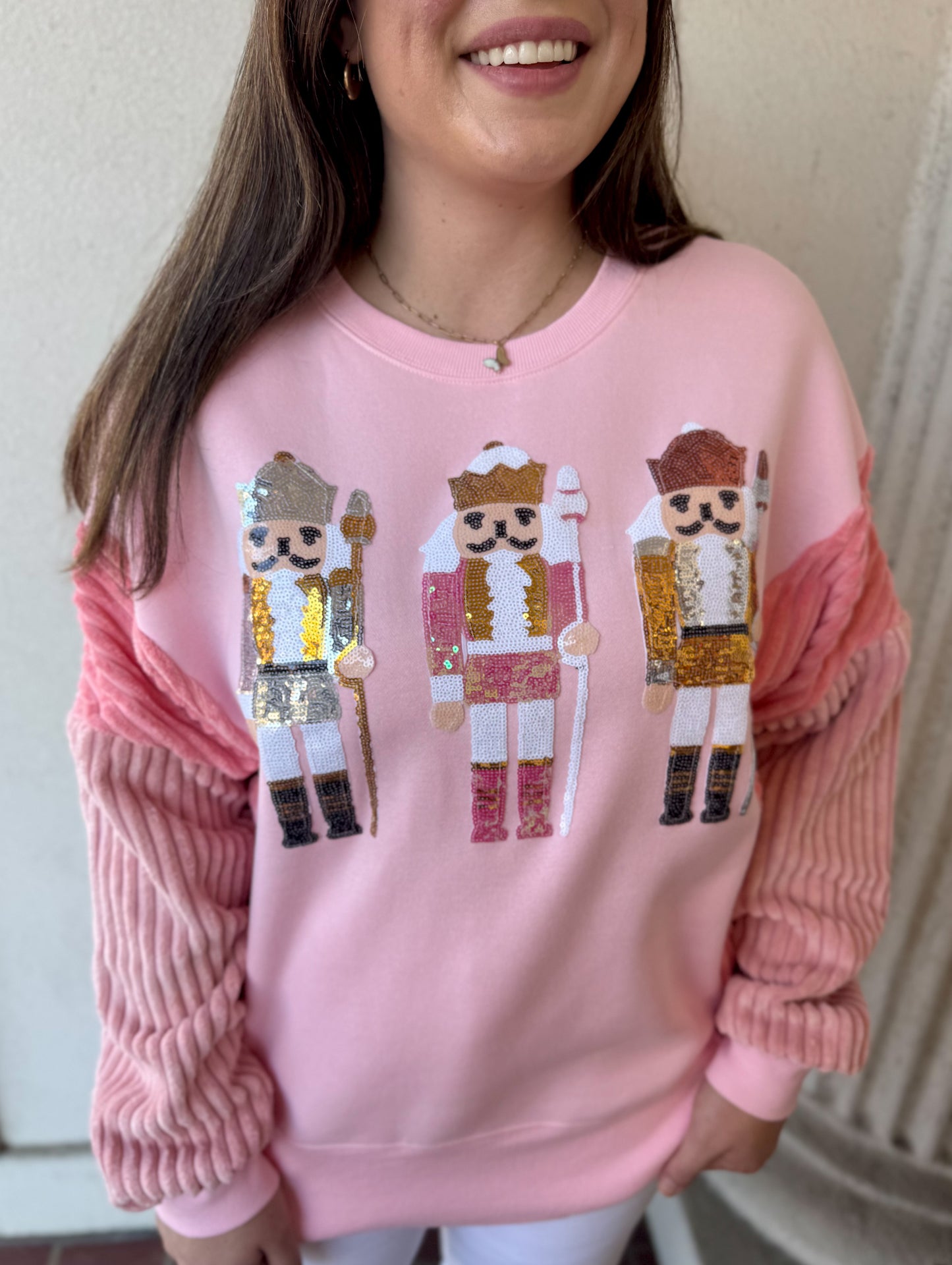 PINK SEQUIN NUTCRACKER SWEATER