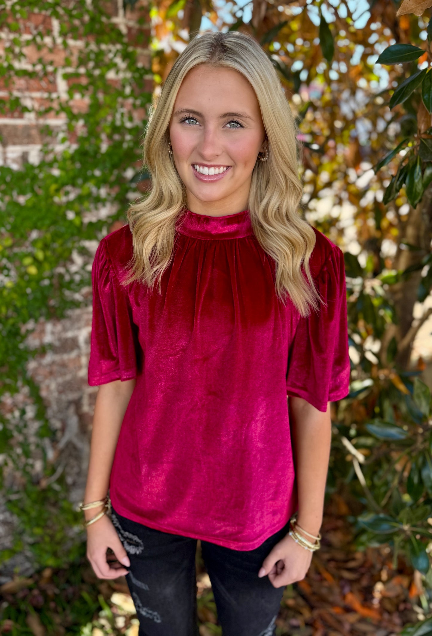 BURGUNDY VELVET BLOUSE