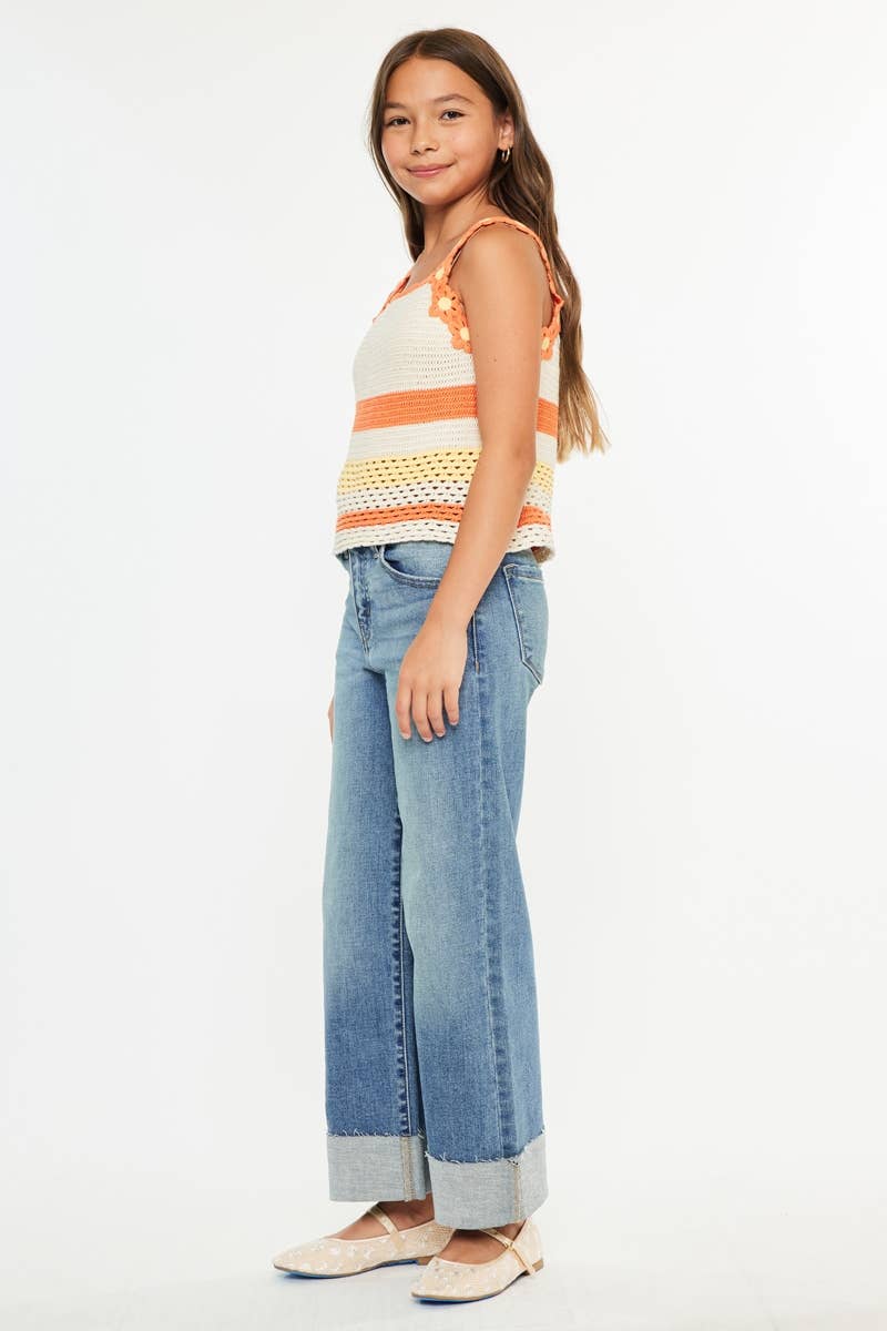 GIRLS KANCAN HIGH RISE CROP WIDE LEG JEANS