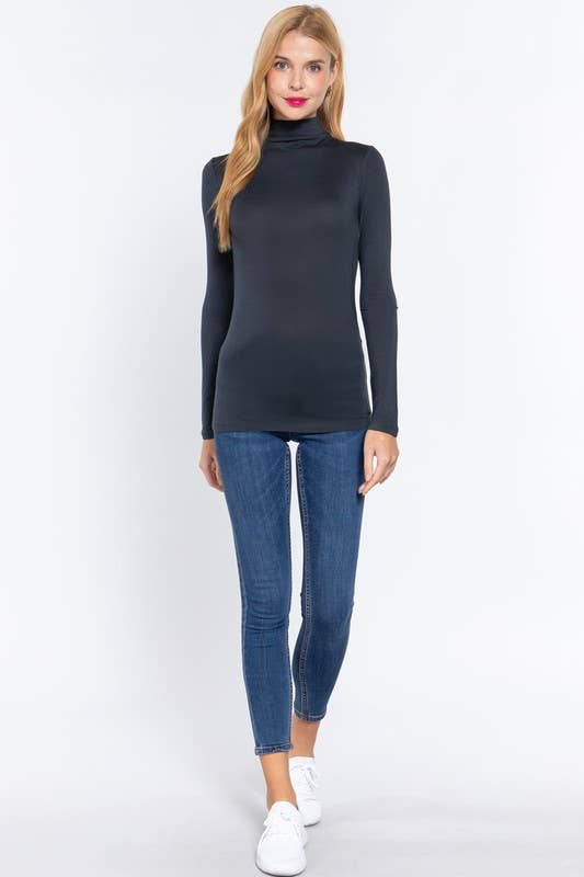 LONG SLEEVE JERSEY SPANDEX TOP: BLACK