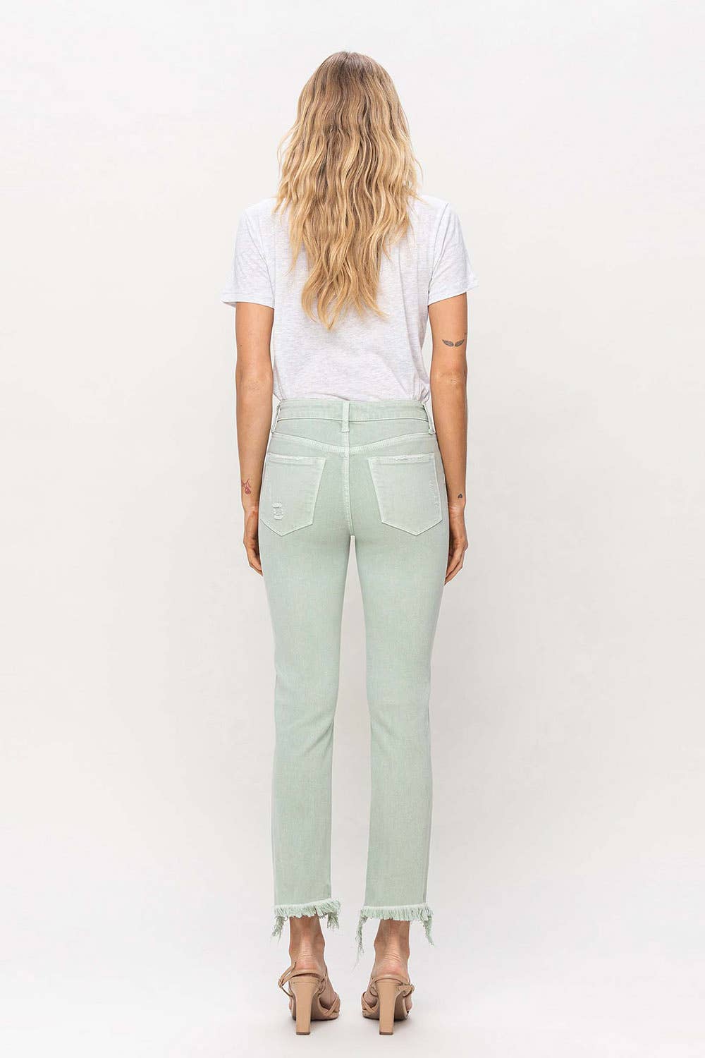 CROP STRAIGHT JEANS- MINT