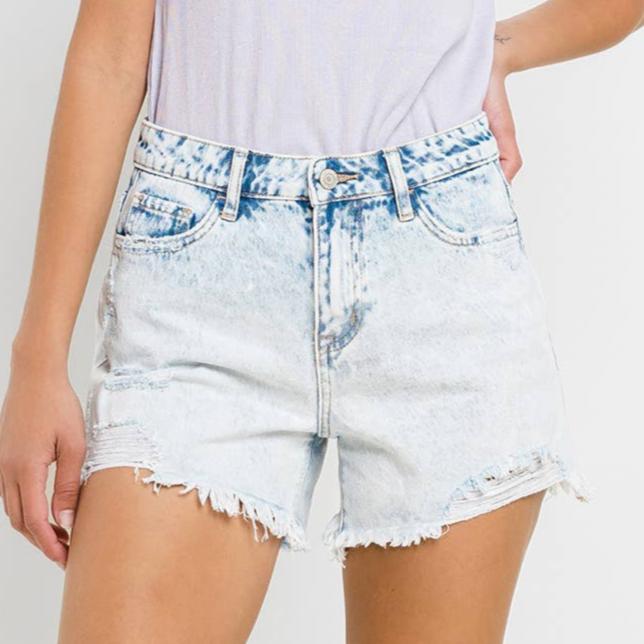 HIGH RISE DISTRESSED SHORTS