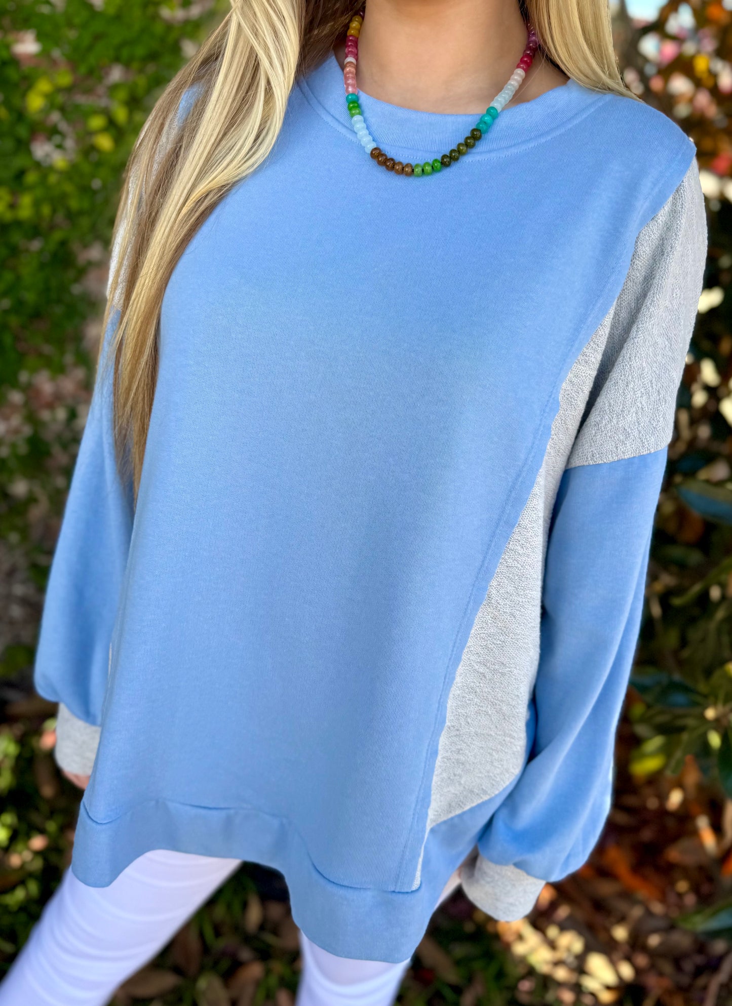 SKY BLUE TWO TONE PULLOVER