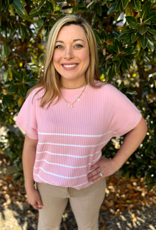 LT PINK STRIPED TOP