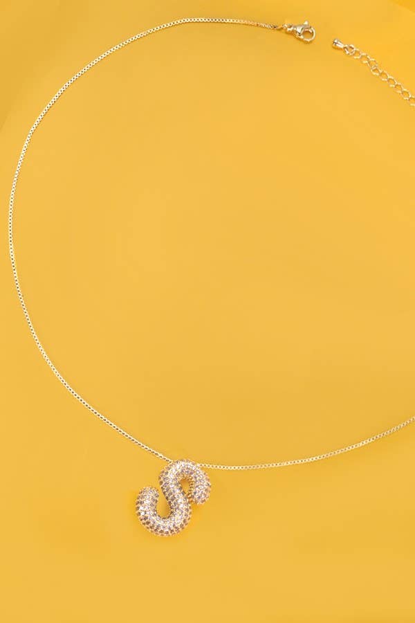 INITIAL PAVE BUBBLE  NECKLACE