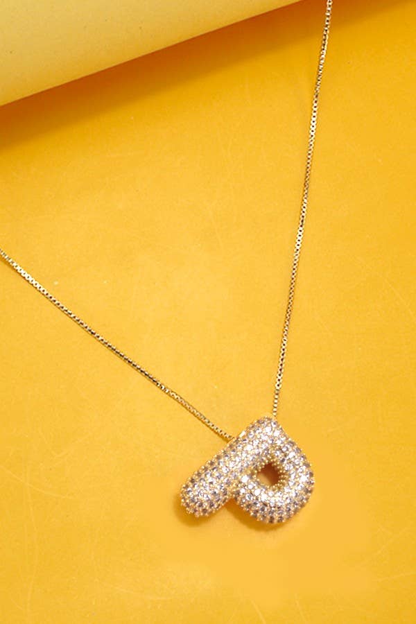 INITIAL PAVE BUBBLE  NECKLACE