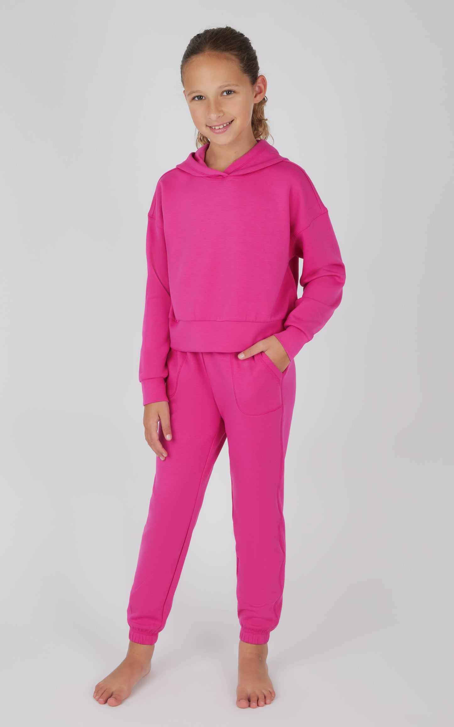 GIRLS HOODED SCUBA JOGGER SET: BERRY