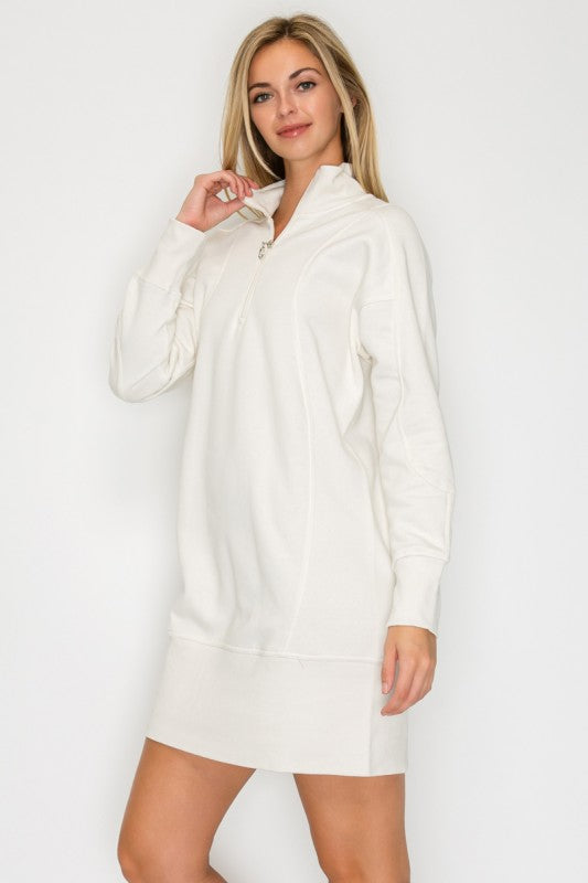 SCUBA SWEATSHIRTS DRESS: CREAM