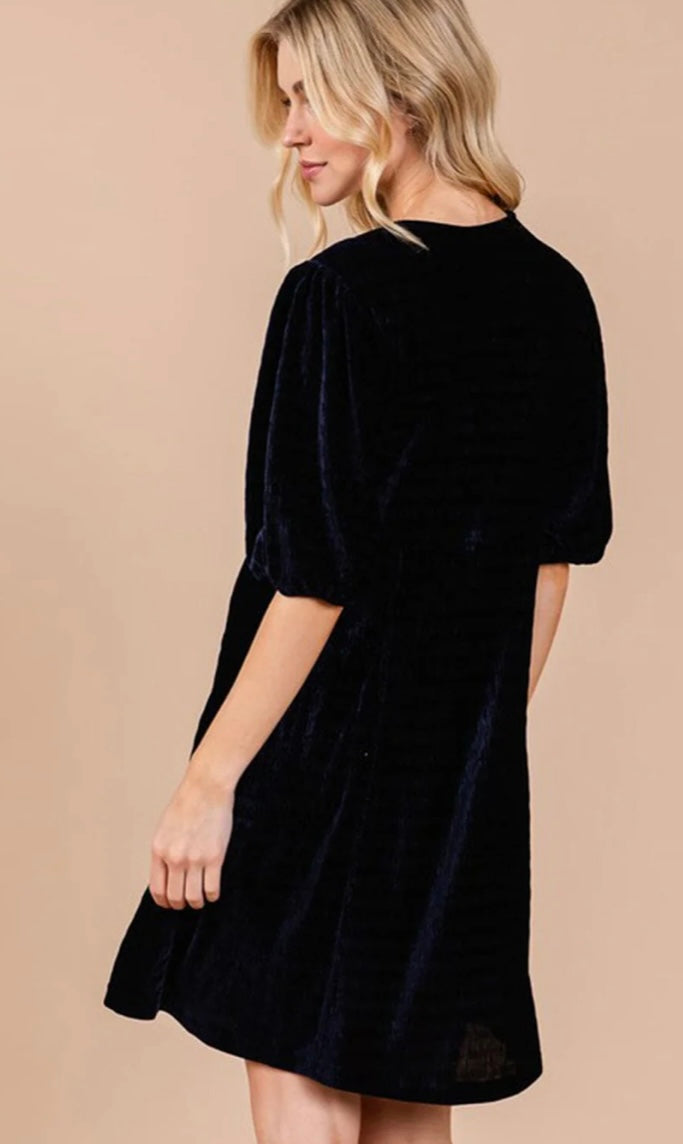 NAVY VELVET DRESS