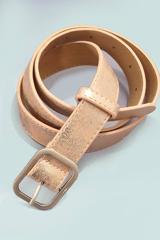 METALLIC FAUX LEATHER BELT: GOLD