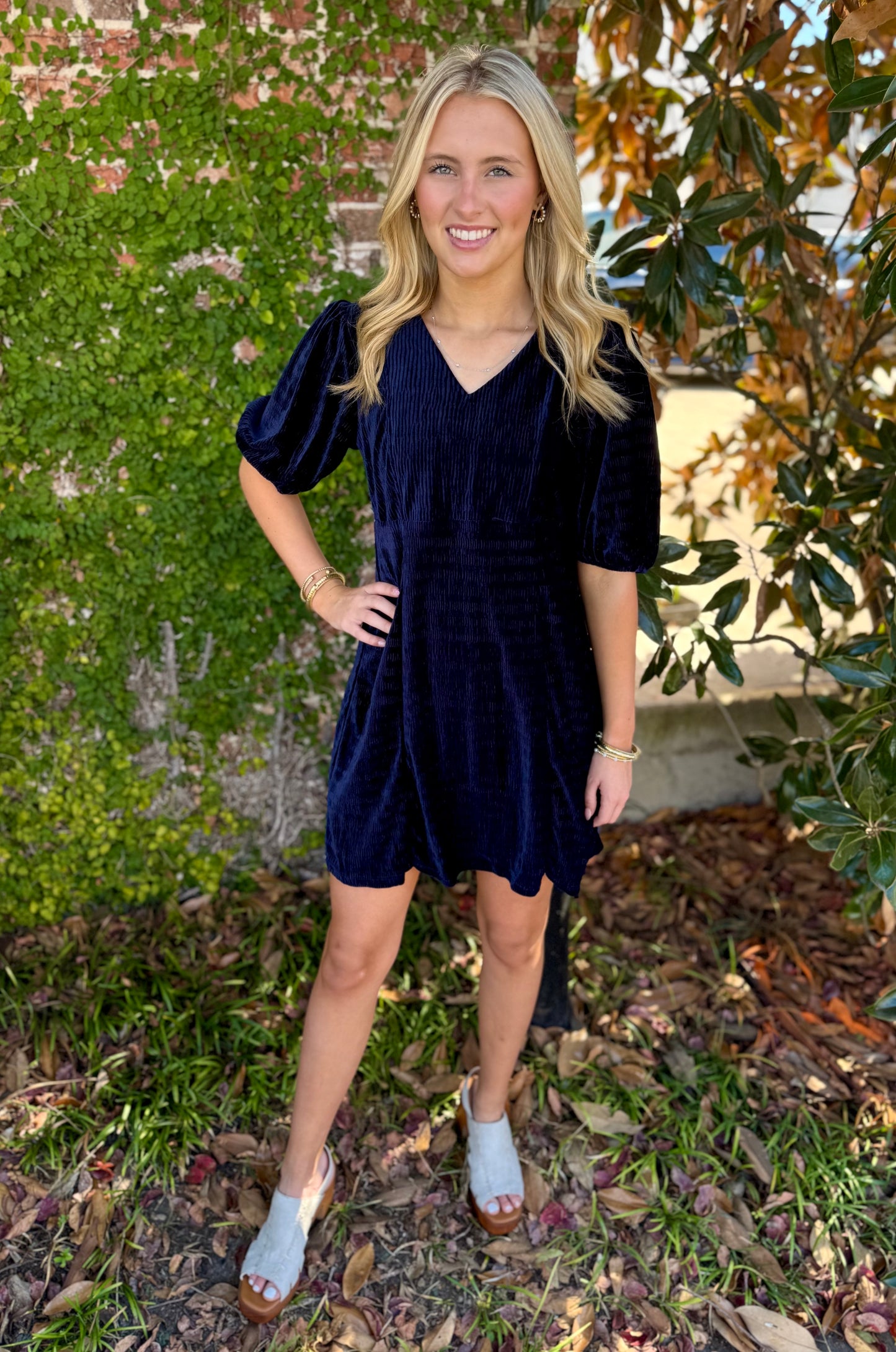 NAVY VELVET DRESS