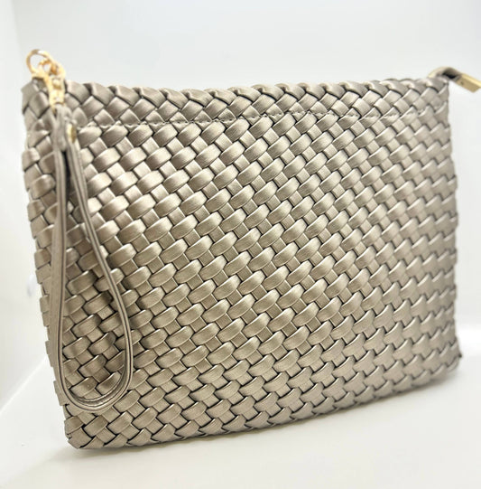 BRONZE WOVEN CLUTCH