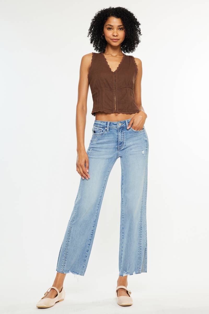 WOMENS KANCAN MID RISE STRAIGHT LEG JEANS