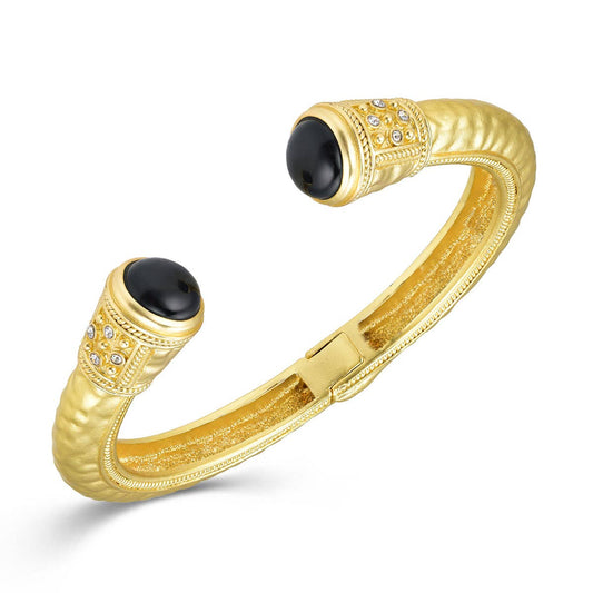 GOLD STONE END BANGLE: BLACK