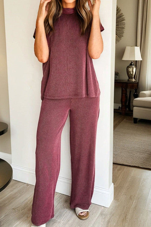 BURGUNDY KNIT SET