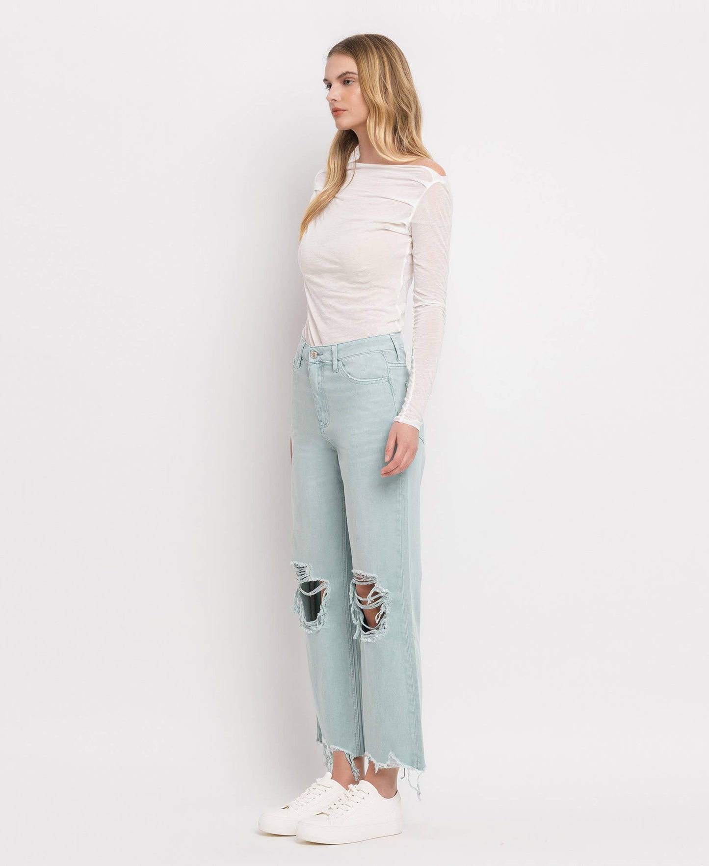 CROP FLARE JEANS- CLOUD BLUE