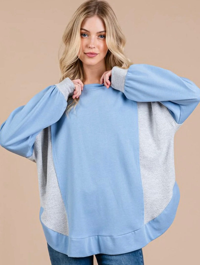 SKY BLUE TWO TONE PULLOVER
