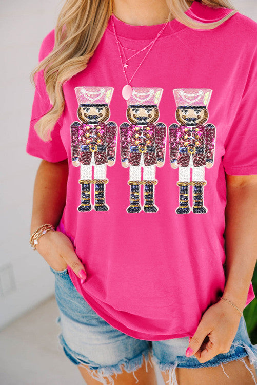 HOT PINK SEQUIN NUTCRACKER TEE