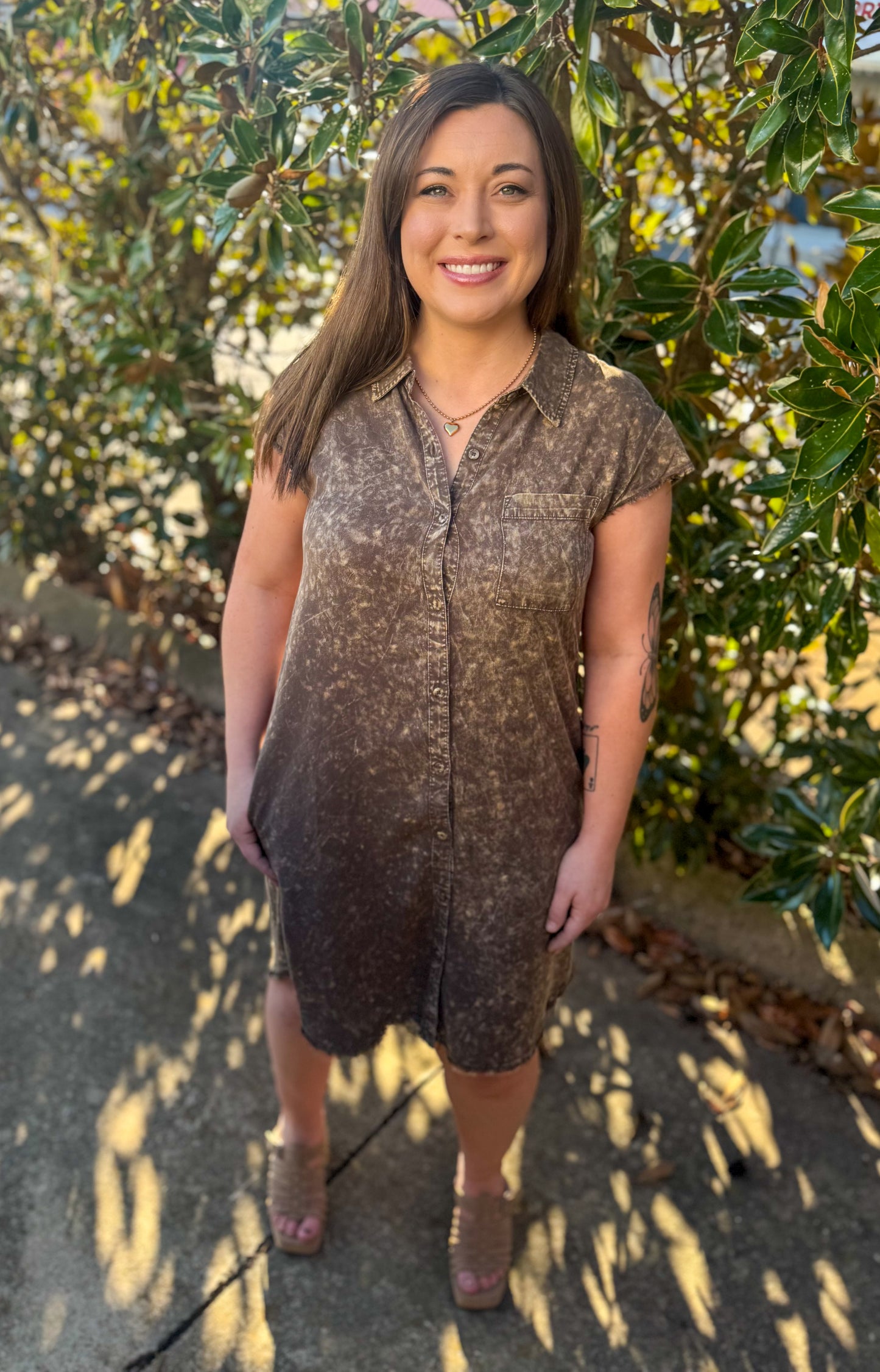 OLIVE FRAY TENCEL DRESS