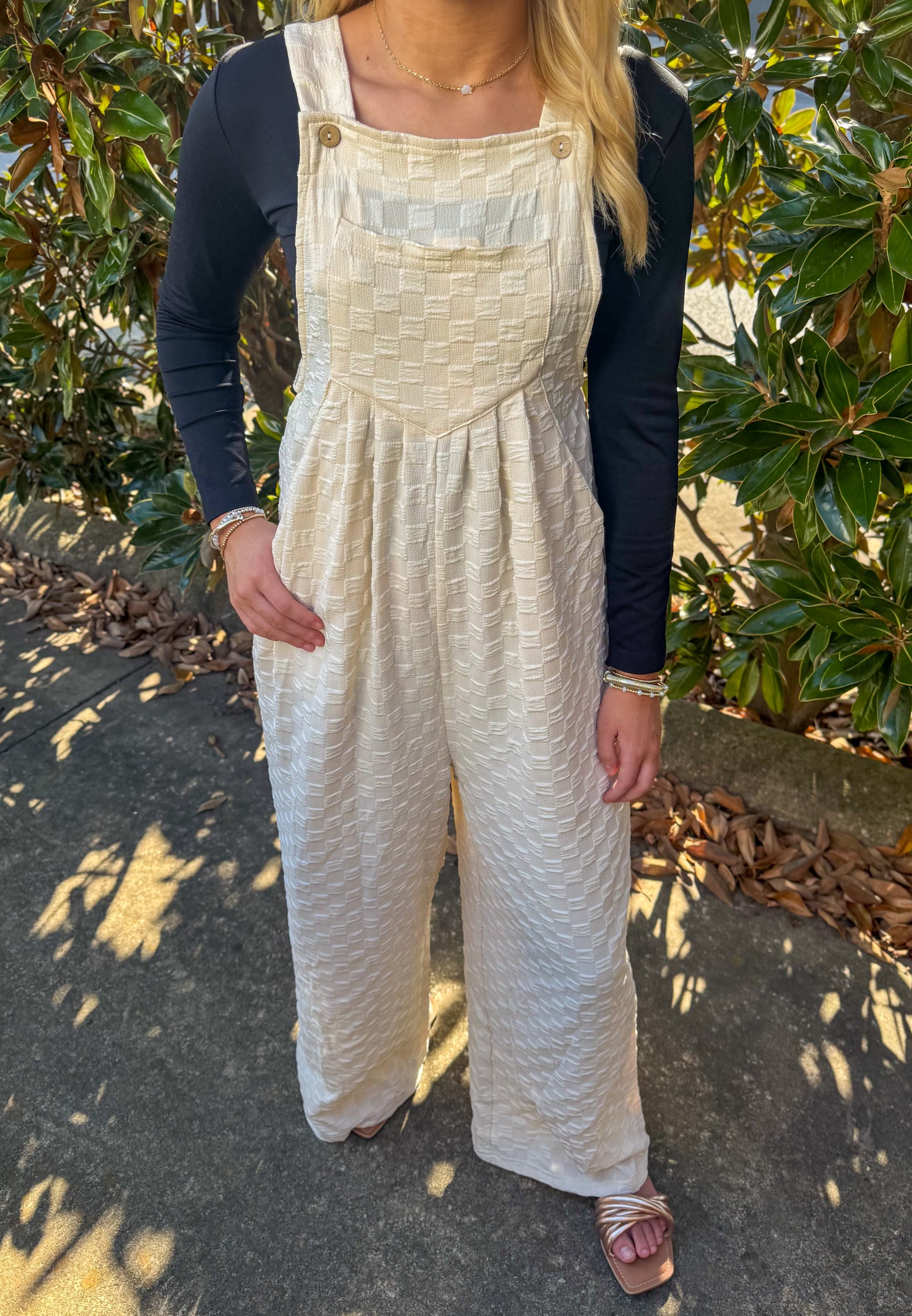 IVORY CHECKED JUMPSUIT