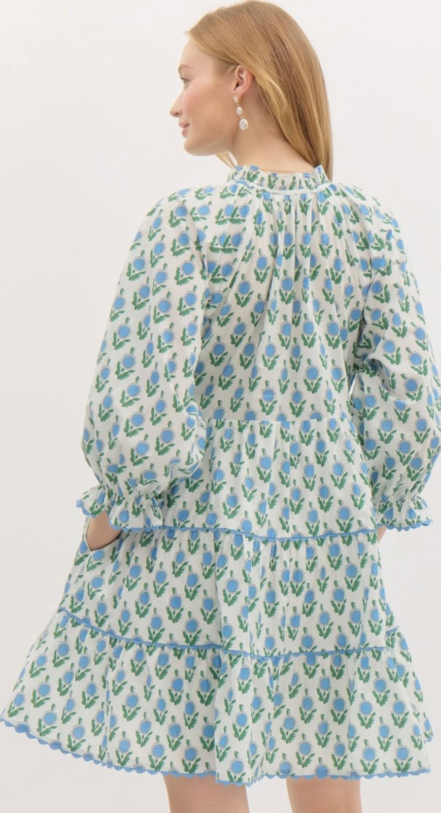 BLUE/GREEN FLORAL DRESS