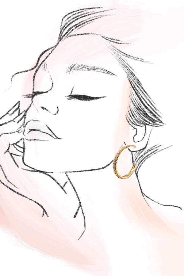 PEARL PAVE HOOP EARRINGS: GOLD