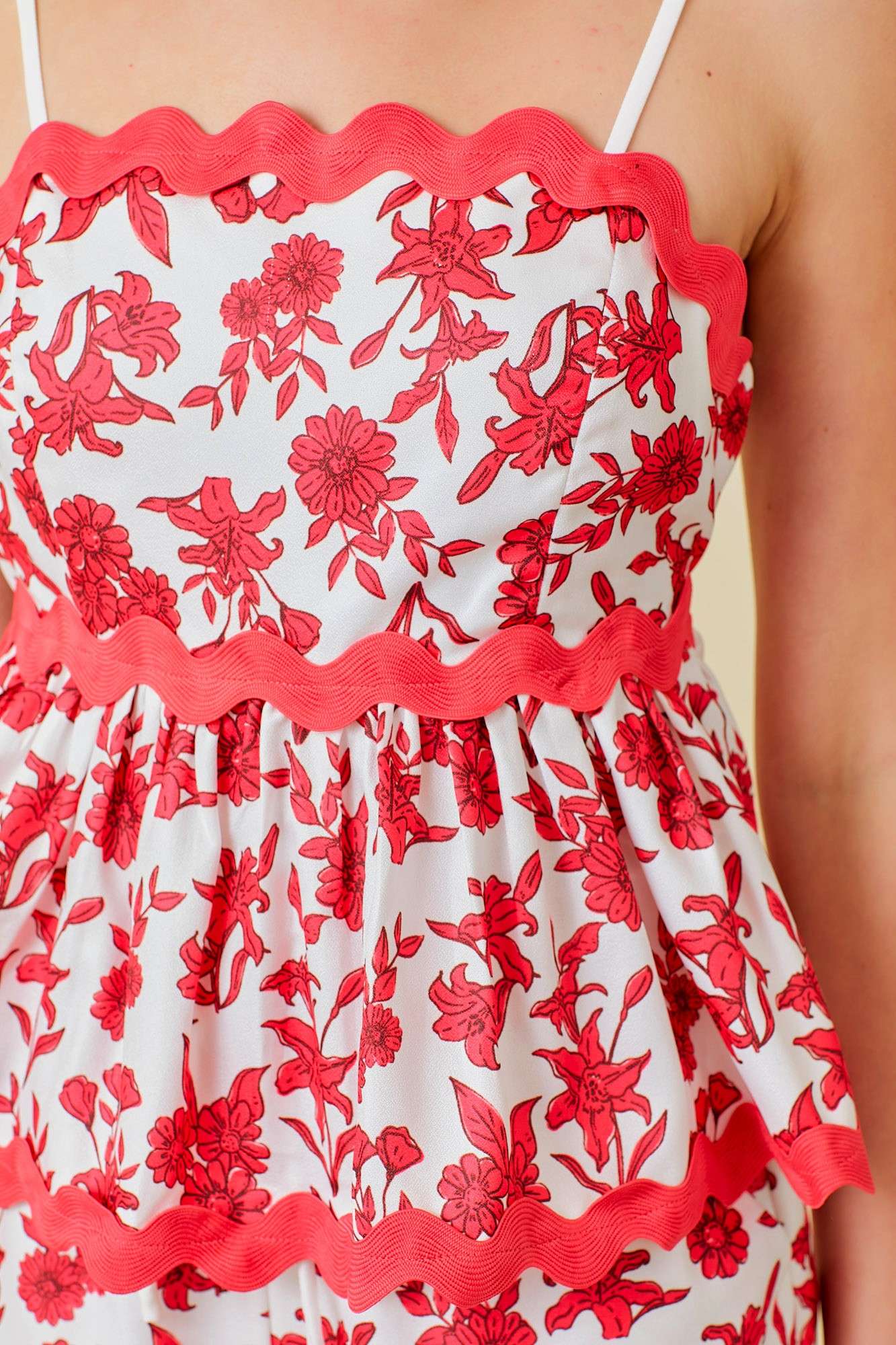 RED/WHT FLORAL BABYDOLL TANK