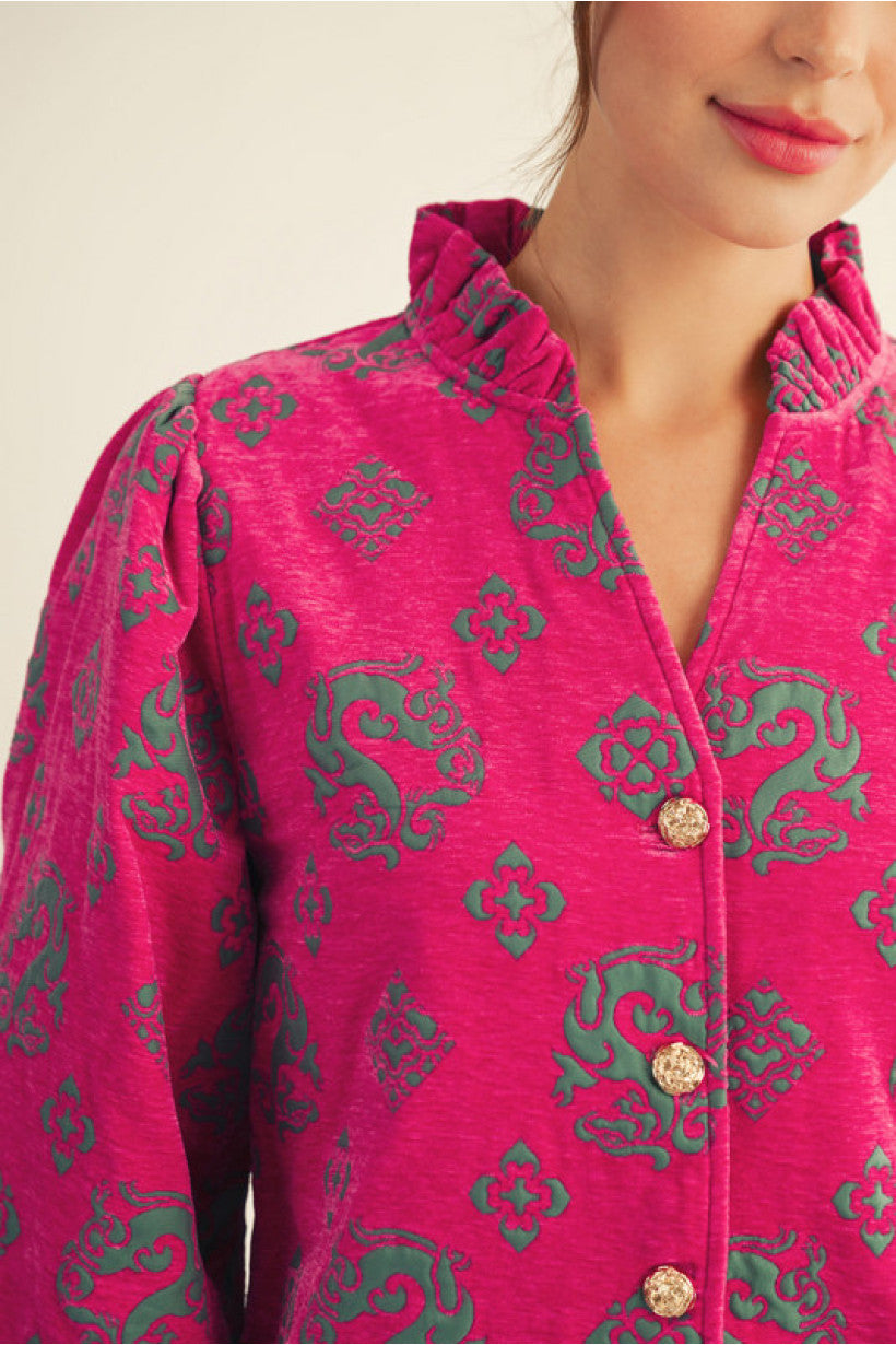 FUCHSIA JACQUARD DRESS