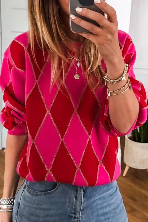 FUCHSIA RED SHIMMER SWEATER