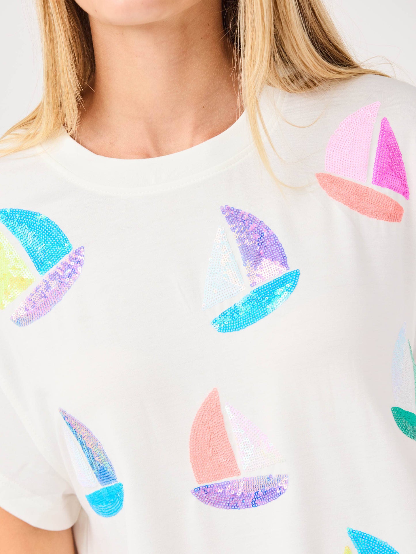 MARY SQUARE SEQUIN SAILBOAT TEE