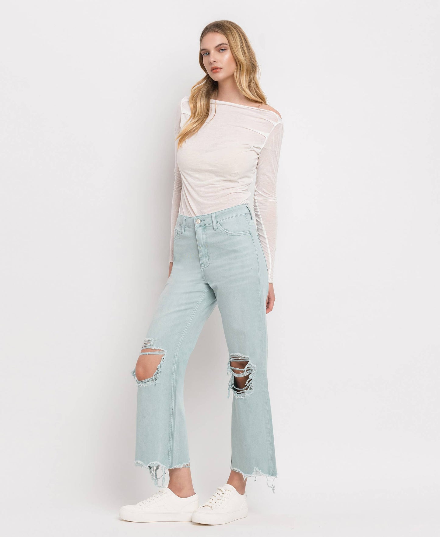 CROP FLARE JEANS- CLOUD BLUE