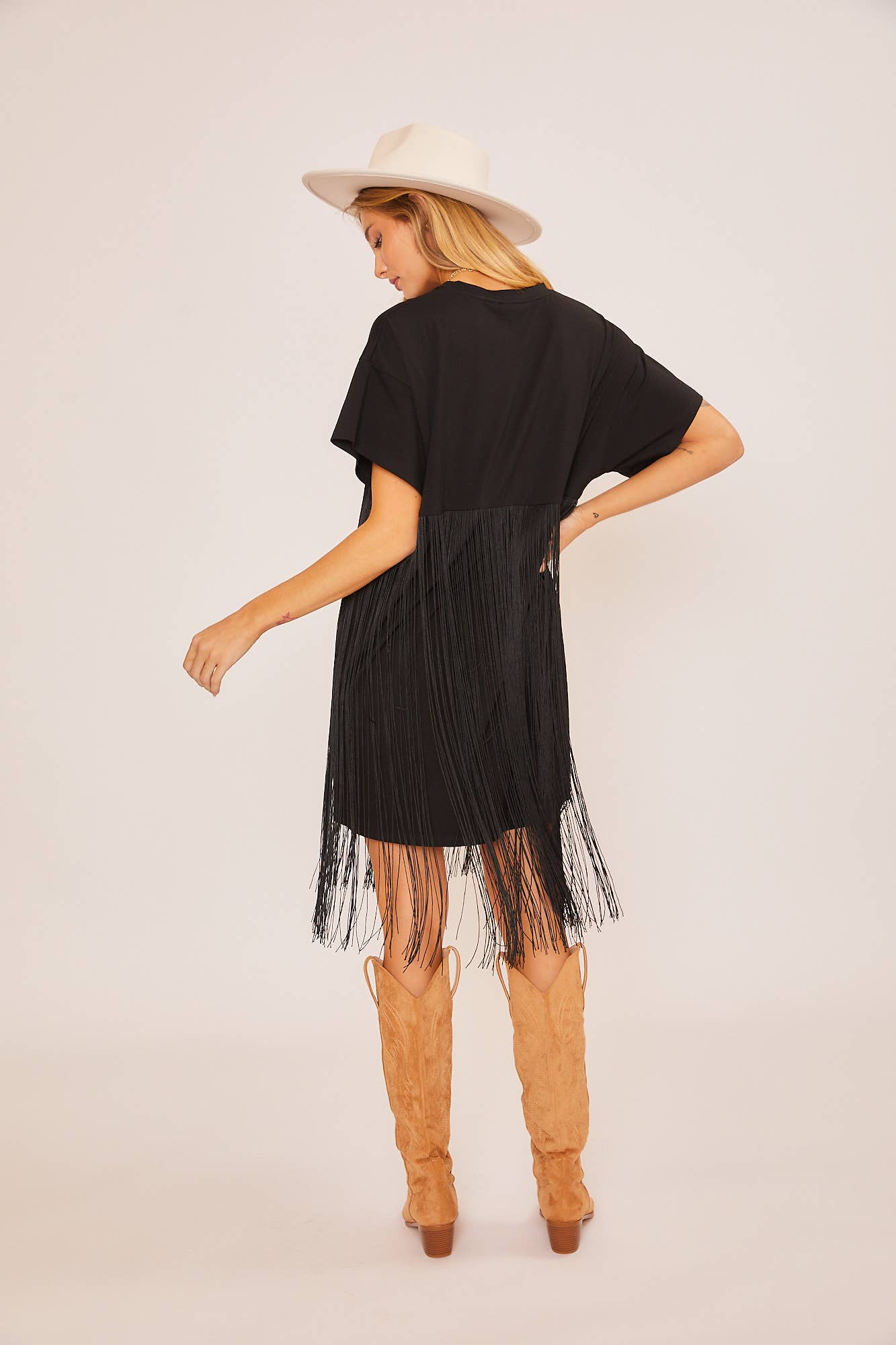 T-SHIRT DRESS WITH TASSEL WAIST DETAIL