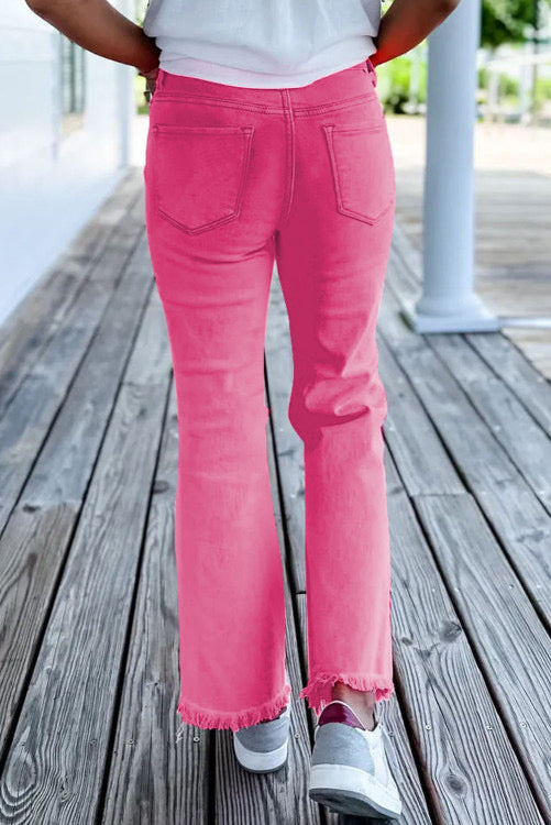 PINK DISTRESSED JEANS